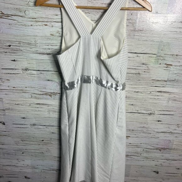 Banana Republic White striped silver Sheath Midi Dress size 2 - Picture 5 of 7